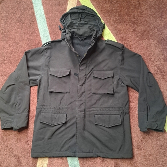 Rothco M-65 Field Jacket Men's Medium Black Fleece Lined Softshell Windbreaker - Picture 1 of 7